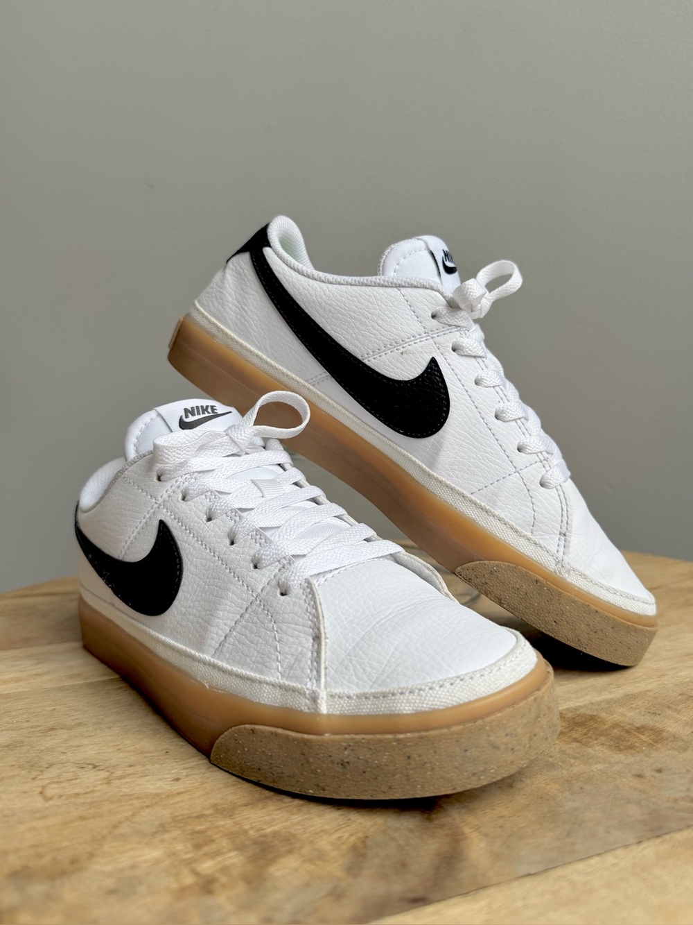 Nike Court Legacy Next Nature White Black Gum Sole Sneakers Women Size 8 Leather